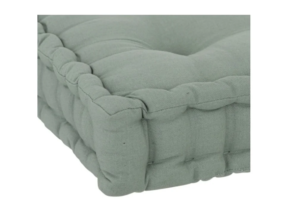 Lot de 4 coussins de sol carré, coussin d'assise en coton coloris vert céladon