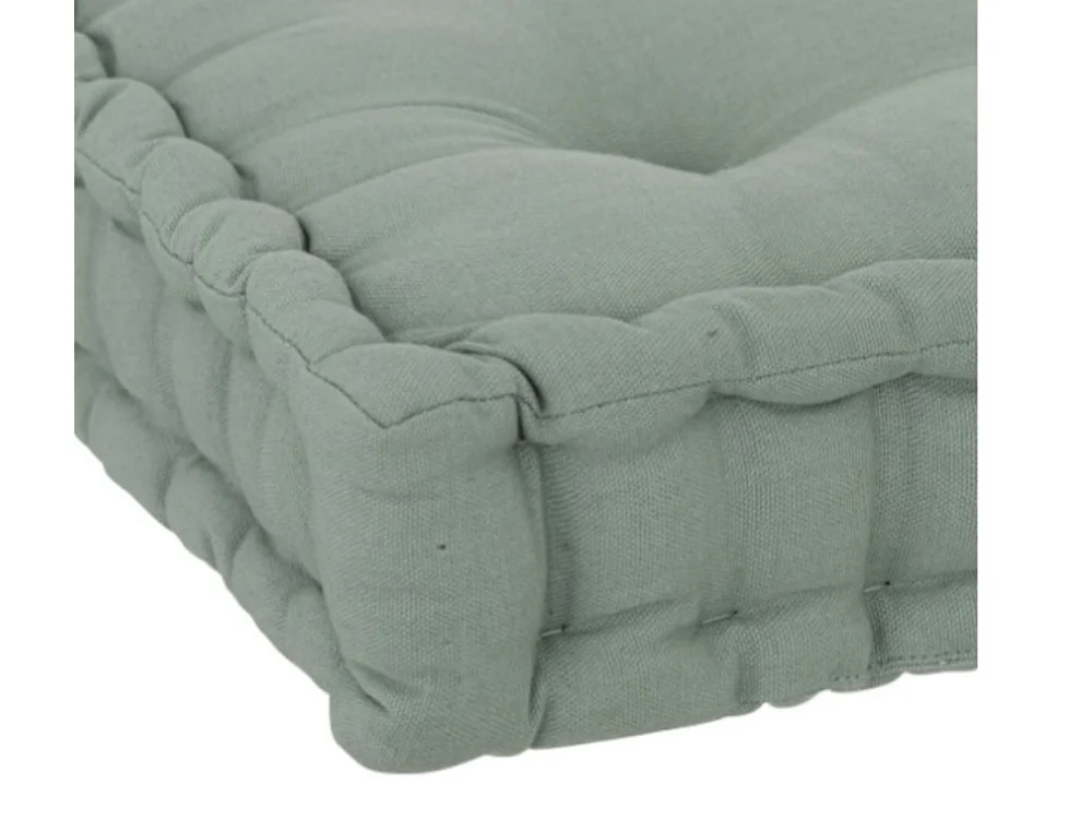 Lot de 4 coussins de sol carré, coussin d'assise en coton coloris vert céladon