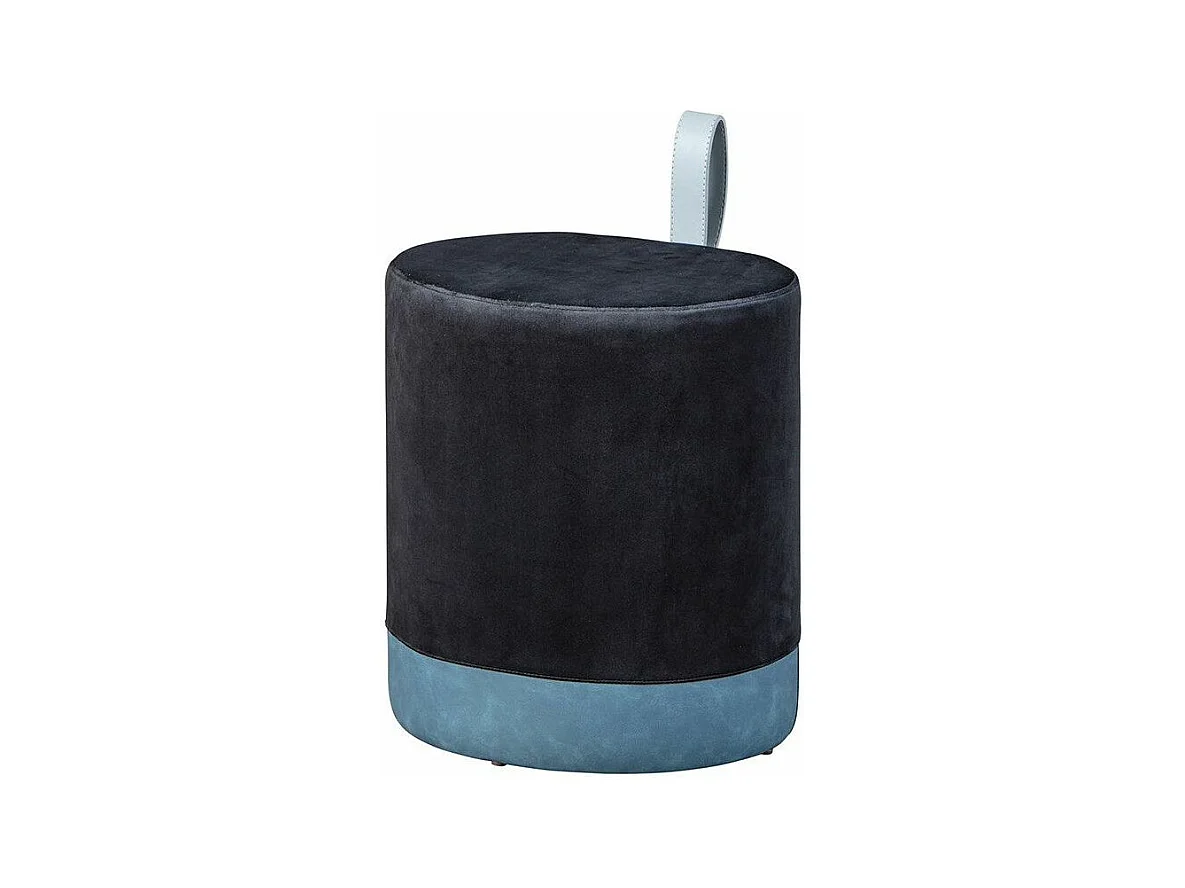 Pouf Design en Velours à Poignée "Laly" 43cm Noir