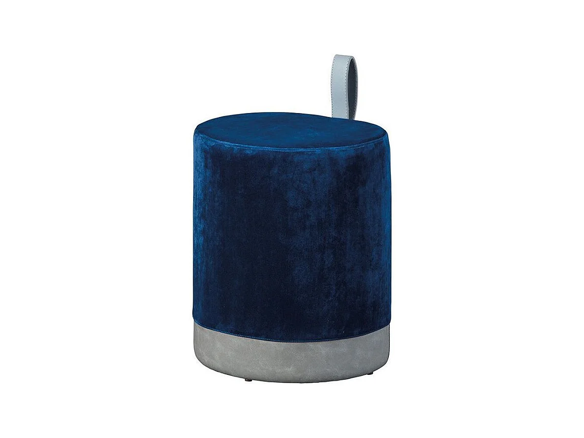 Pouf Design en Velours à Poignée "Laly" 43cm Bleu