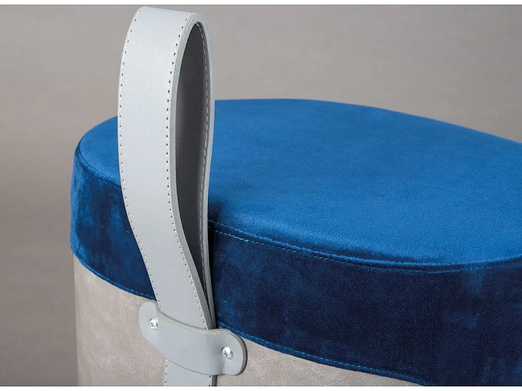 Pouf Design en Velours à Poignée "Laly" 43cm Bleu