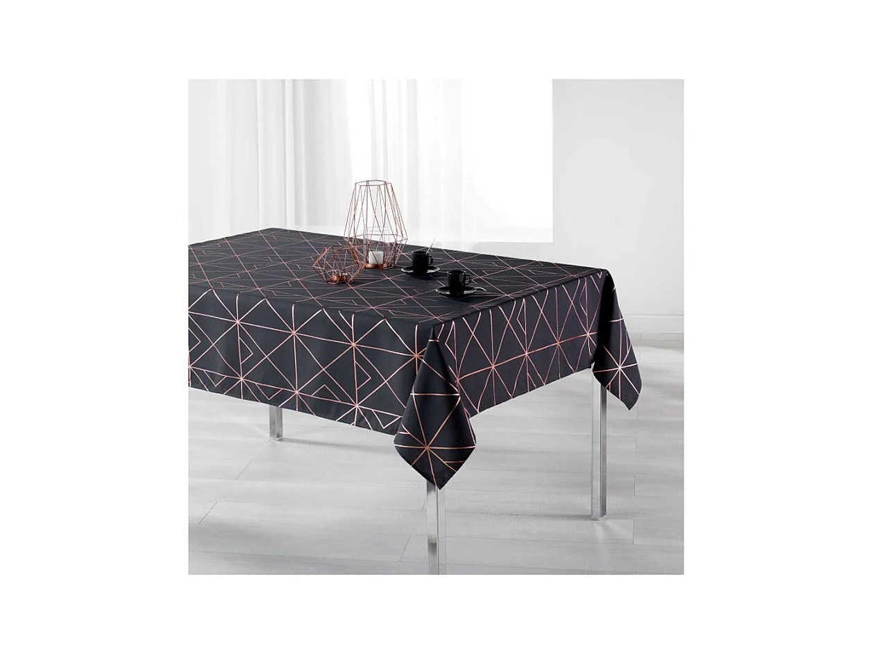 Nappe Rectangulaire Imprimée "Quadris" 150x240cm Anthracite