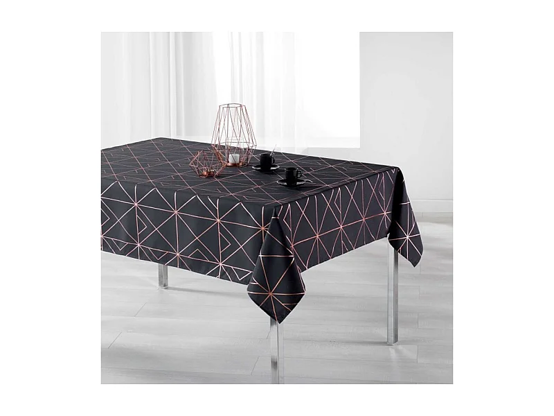 Nappe Rectangulaire Imprimée "Quadris" 150x240cm Anthracite