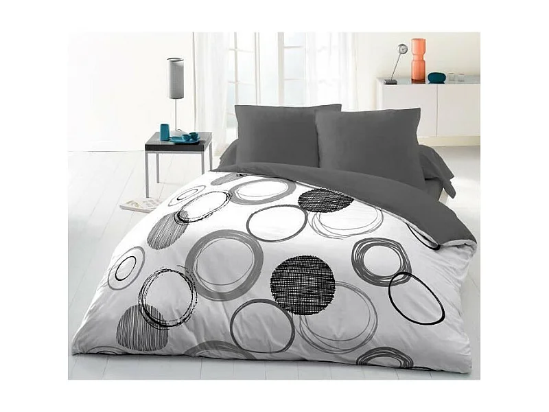 Juego de edredón - 1 funda nórdica 220 x 240 cm + 2 fundas de almohada 63 x 63 cm - Gris claro