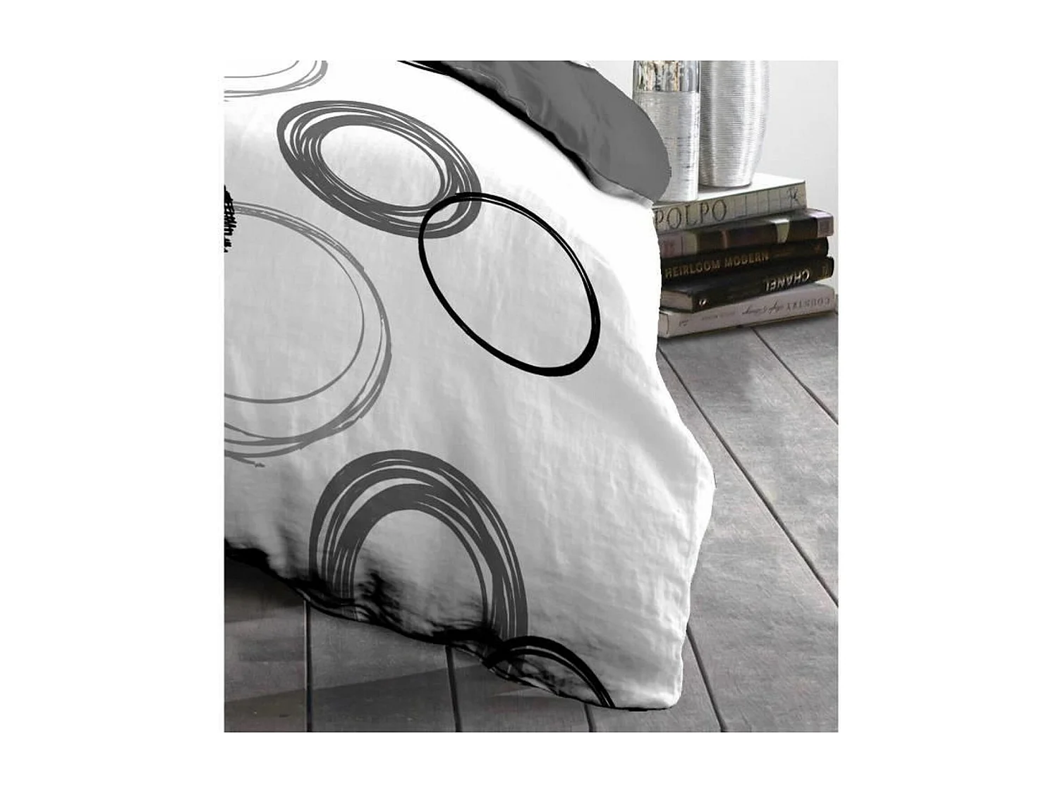 Juego de edredón - 1 funda nórdica 220 x 240 cm + 2 fundas de almohada 63 x 63 cm - Gris claro
