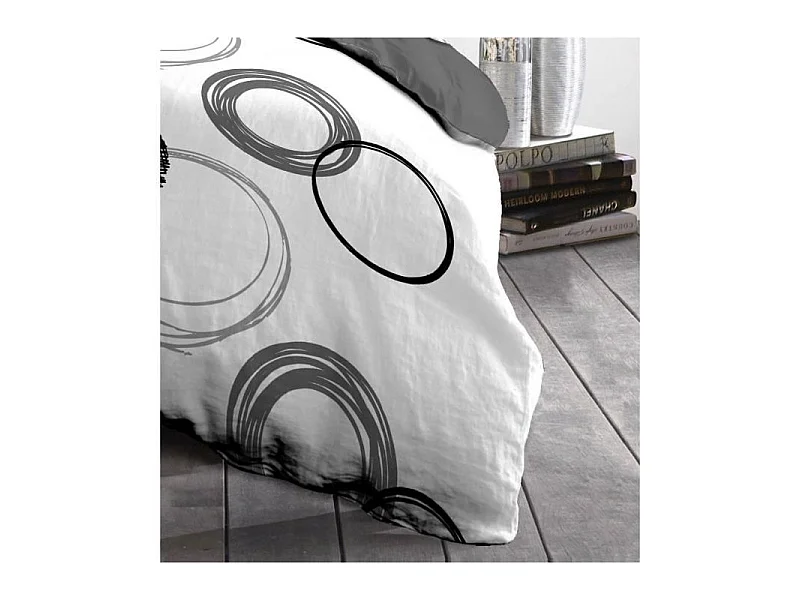 Parure de couette microfibre Audace - 1 housse de couette 240x260 cm + 2 taies d'oreiller 63x63 cm - Gris clair - HOME LINGE PAS