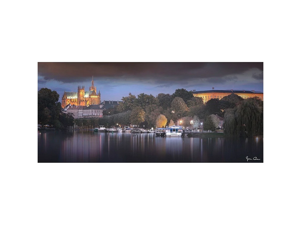 Tableau sur verre synthétique Skyline plan eau 65x145 cm