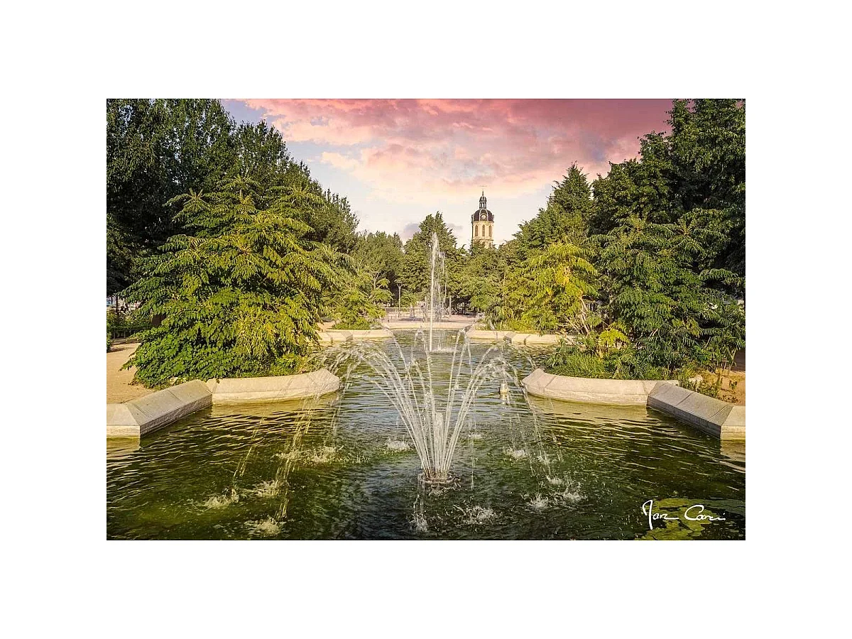 Tableau sur toile fontaine place Bellecour Lyon 45x65 cm