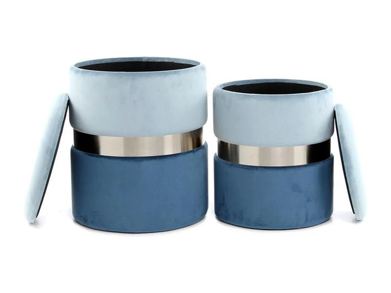 Lot de 2 Poufs & Coffres de Rangement "Zora" 44cm Bleu