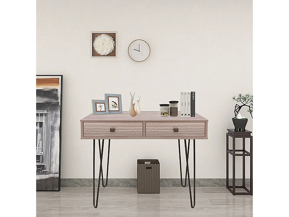 Bureau/Coiffeuse - 80x40 cm - pieds en épingle - avec 2 tiroirs - ORIANIS