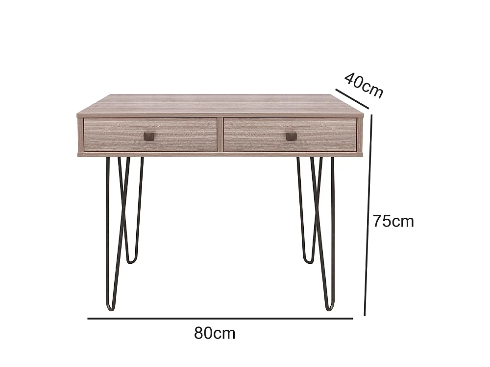 Bureau/Coiffeuse - 80x40 cm - pieds en épingle - avec 2 tiroirs - ORIANIS
