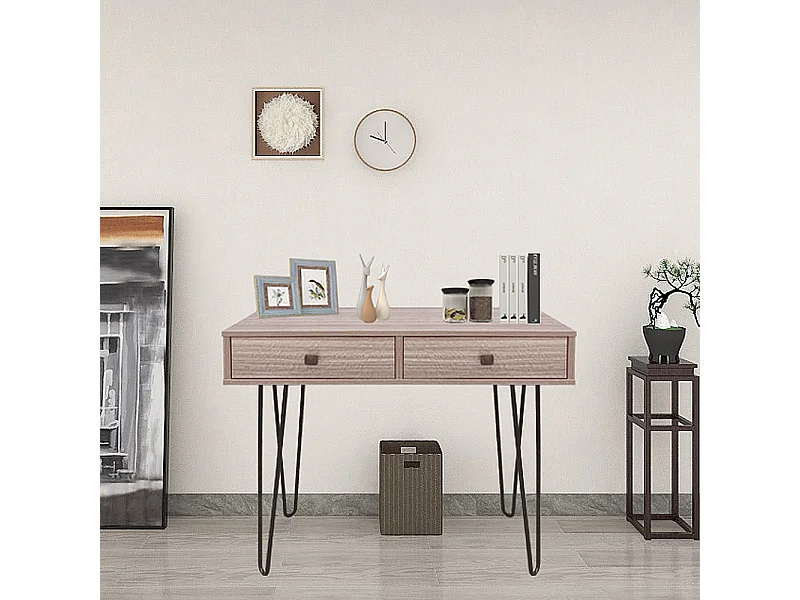 Bureau/Coiffeuse - 80x40 cm - pieds en épingle - avec 2 tiroirs - ORIANIS