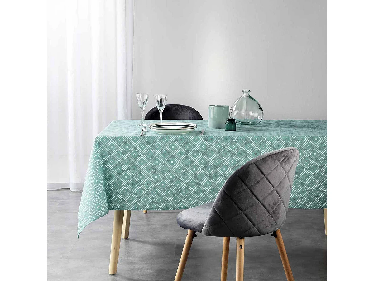 Nappe Rectangulaire "Idylle" 140x240cm Menthe