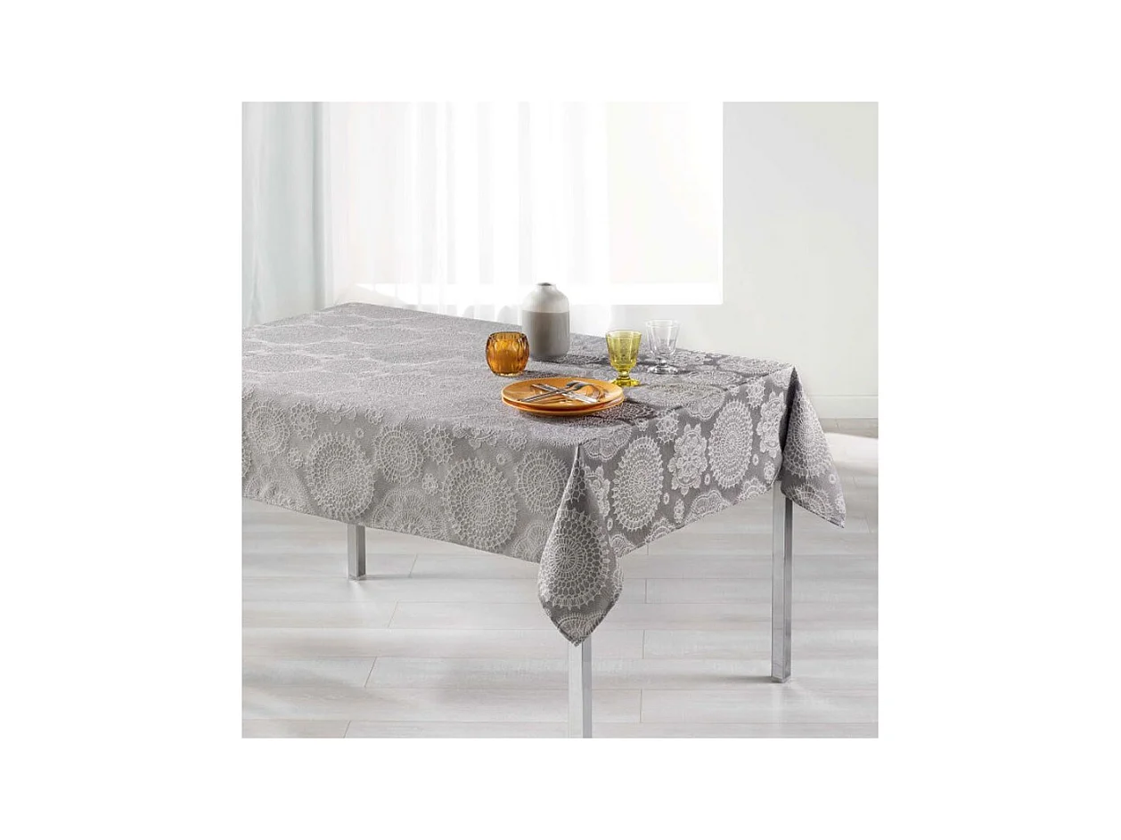 Nappe Rectangulaire "Rose des Vents" 140x300cm Gris