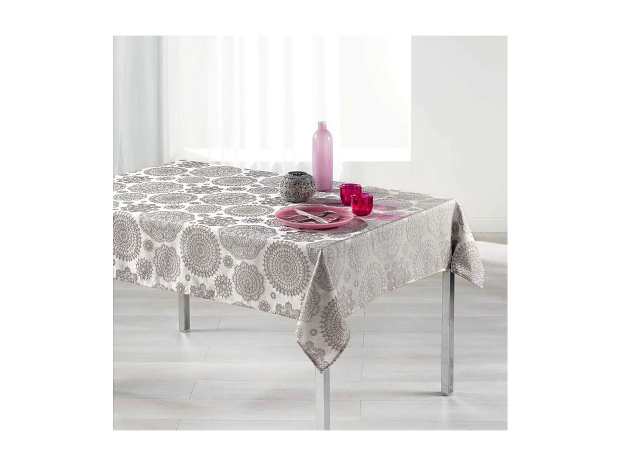 Nappe Rectangulaire "Rose des Vents" 140x300cm Taupe