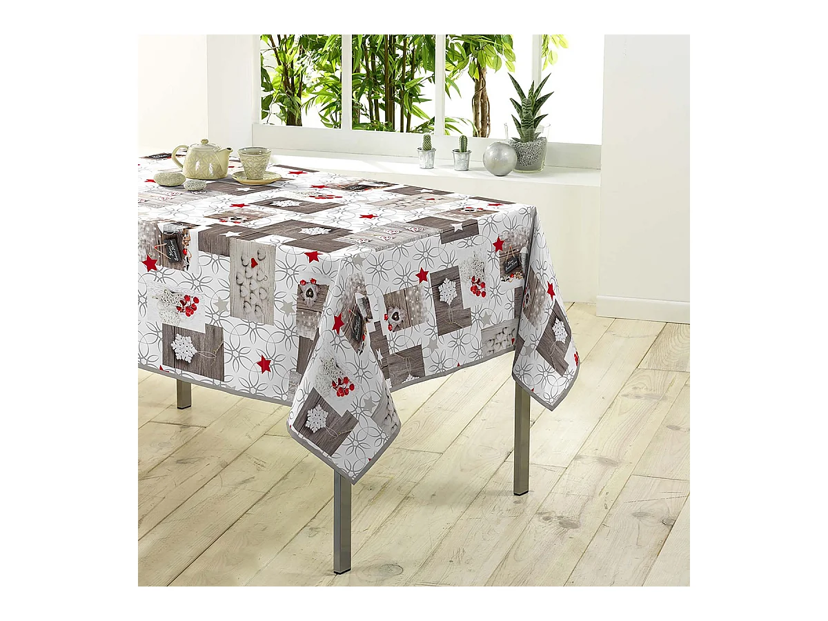 Nappe Rectangulaire "Giboulée" 150x300cm Blanc & Gris