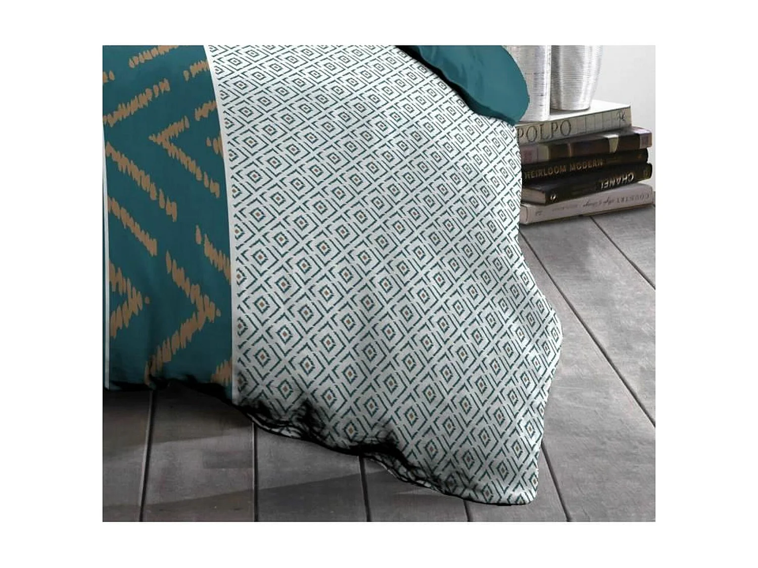 Set copripiumino in microfibra 220 x 240 cm e 2 federe 63 x 63 cm Duck Blue