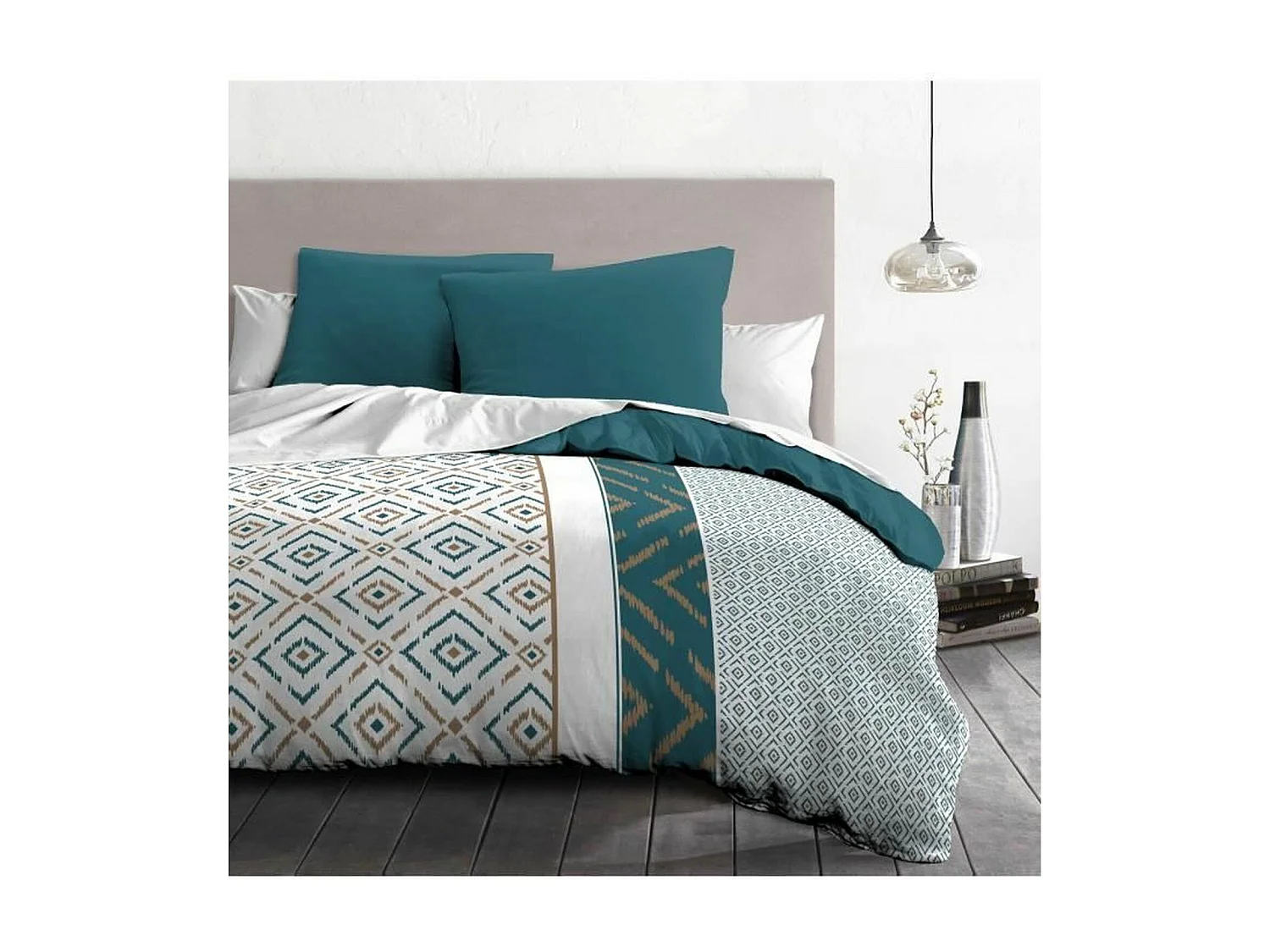 MikrofaserBettwäscheSet 220 x 240 cm und 2 Kissenbezüge 63 x 63 cm Entenblau