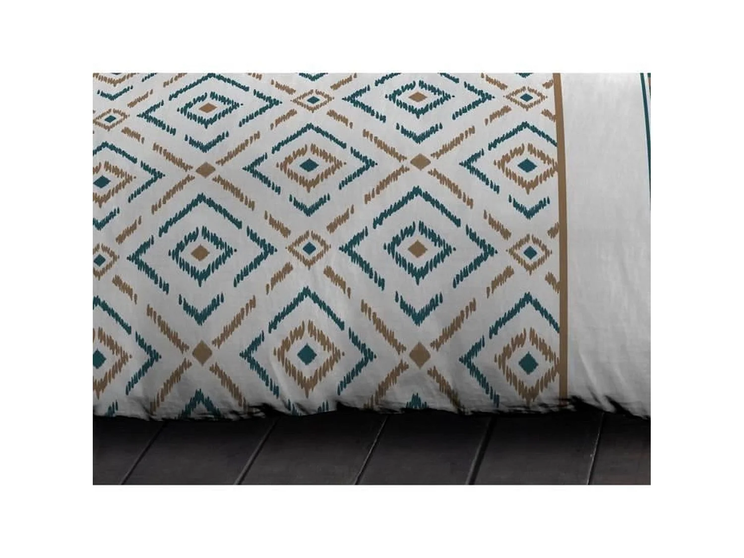 Conjunto de Cama de Microfibra 220x240cm com 2 Fronhas 63x63cm Padrão Geométrico em Turquesa
