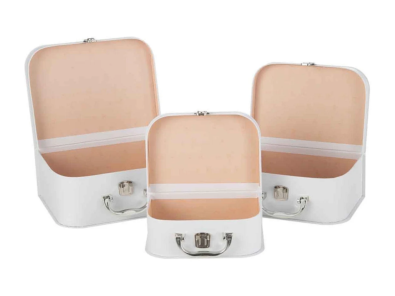 Lot de 3 Valises Déco Enfant "Ourson" 25cm Blanc