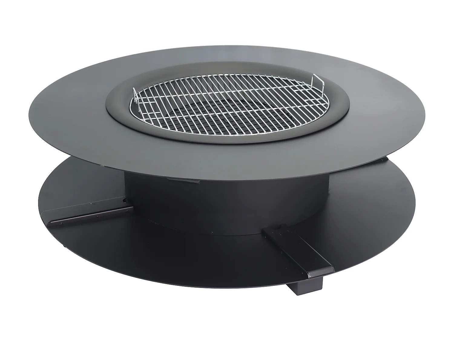 Vuurkorf-plancha/grill met bergruimte voor hout - L120 x B120,5 x H40 cm - BARCENA