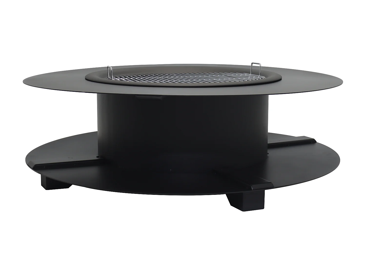 Vuurkorf-plancha/grill met bergruimte voor hout - L120 x B120,5 x H40 cm - BARCENA