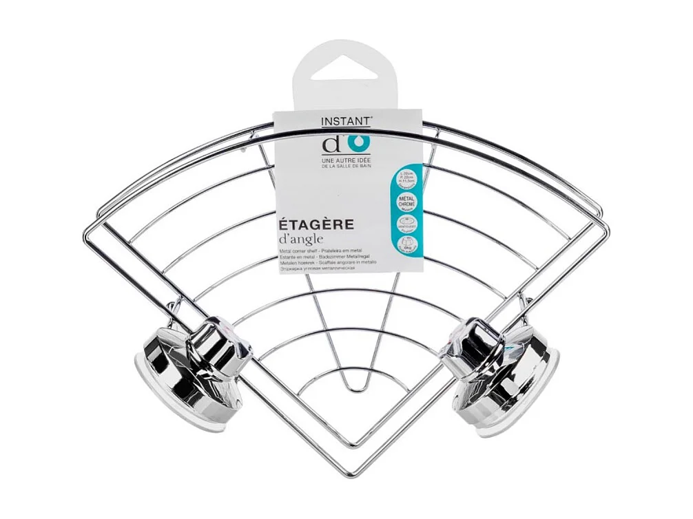 Etagère d'Angle de Douche "Ventouse" 26cm Argenté