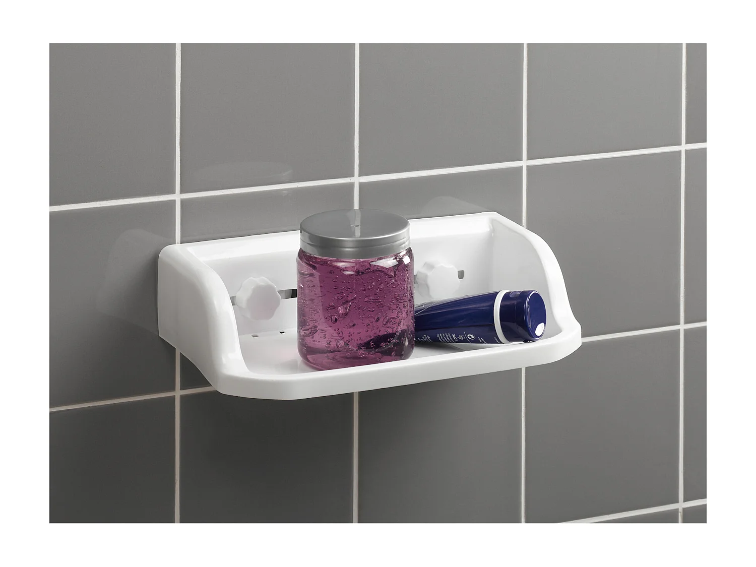 Étagère de Douche Design "Ventouse" 30cm Blanc