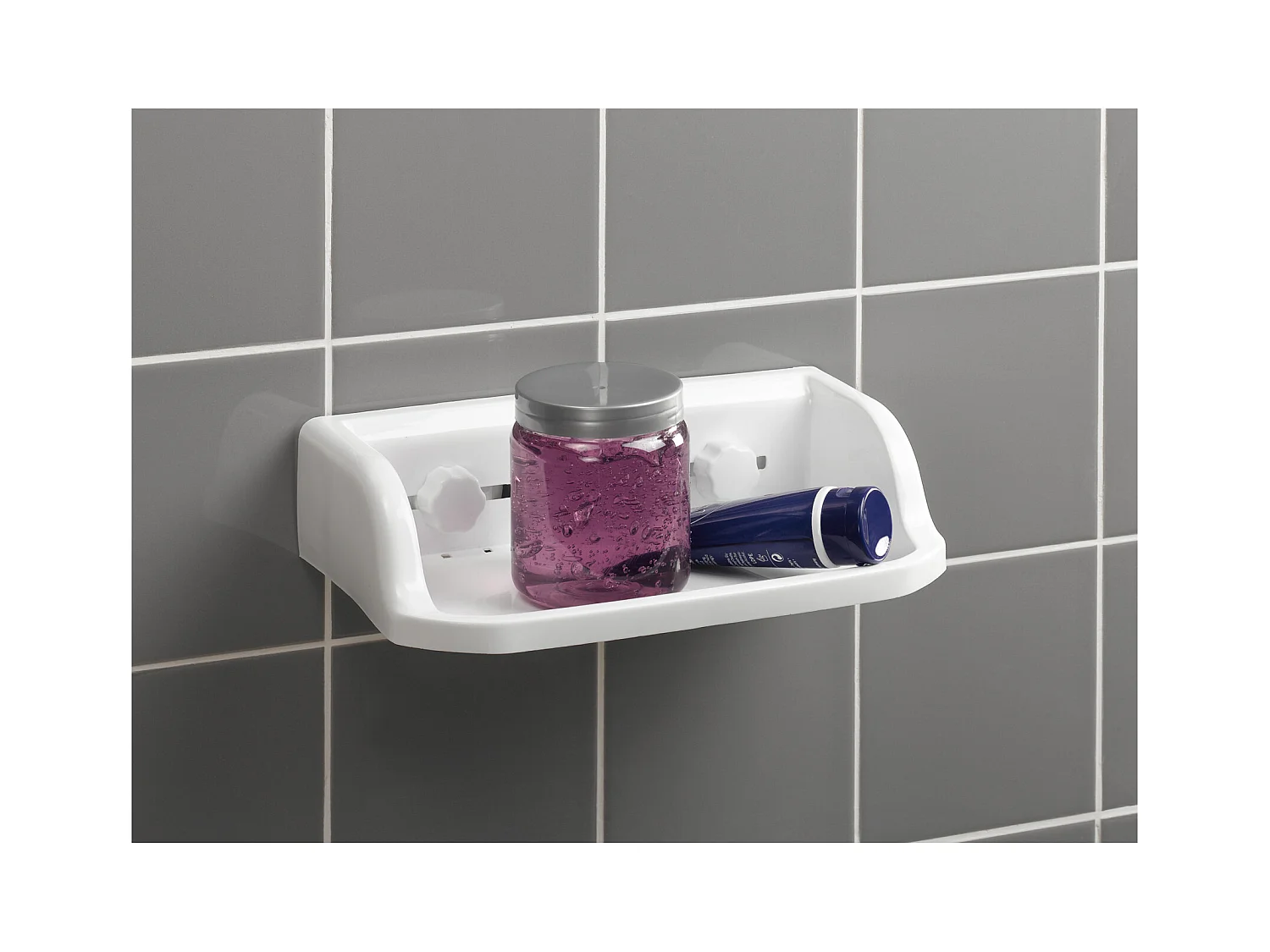 Étagère de Douche Design "Ventouse" 30cm Blanc
