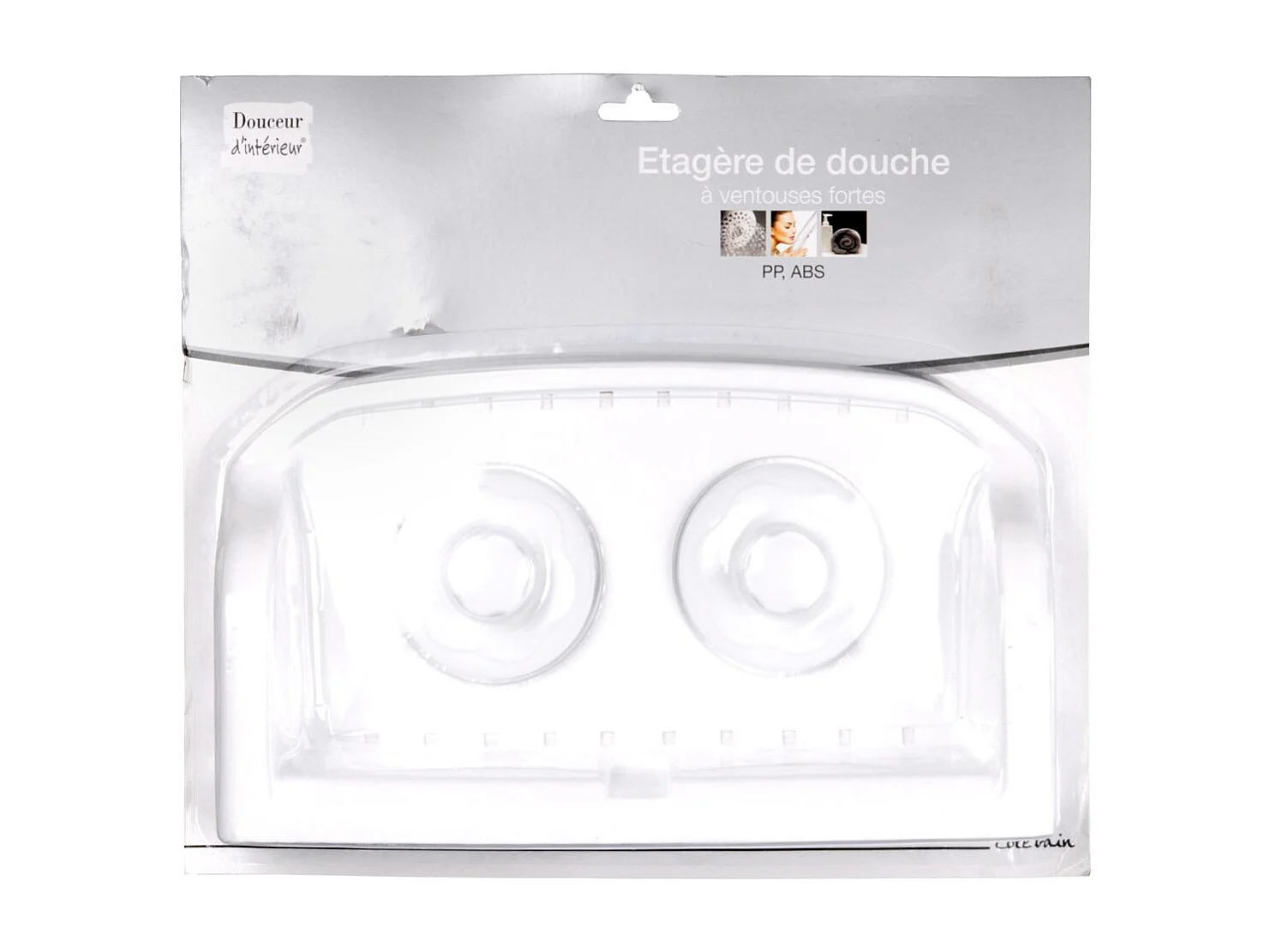 Étagère de Douche Design "Ventouse" 30cm Blanc