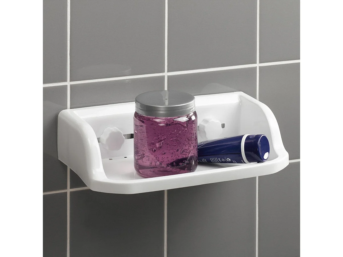 Étagère de Douche Design "Ventouse" 30cm Blanc