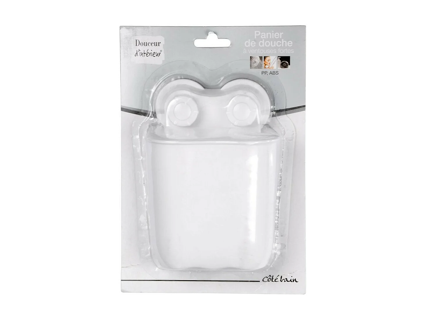 Panier de Douche Design "Ventouse" 15cm Blanc