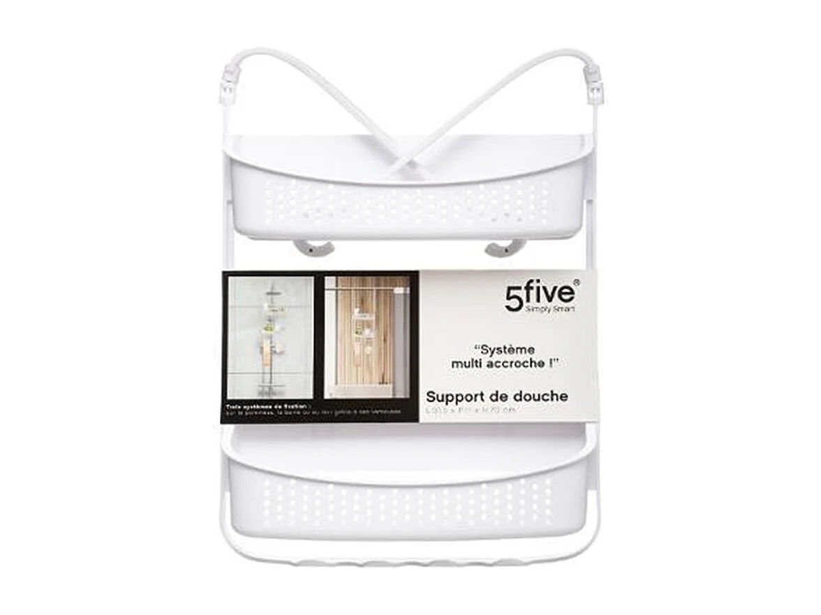 Support de Douche 2 Paniers "Souple" 70cm Blanc