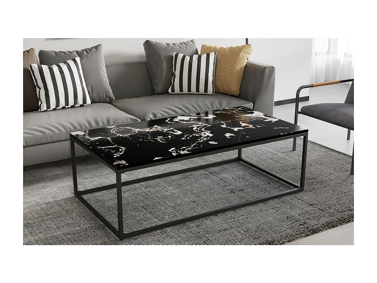 Salontafel collectie LIVORNI. Meubelstijl CONTEMPORAIN. Zwart marmer.
