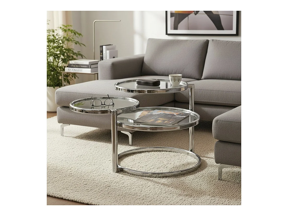 Table Basse en Verre "Blaise" 140cm Argent