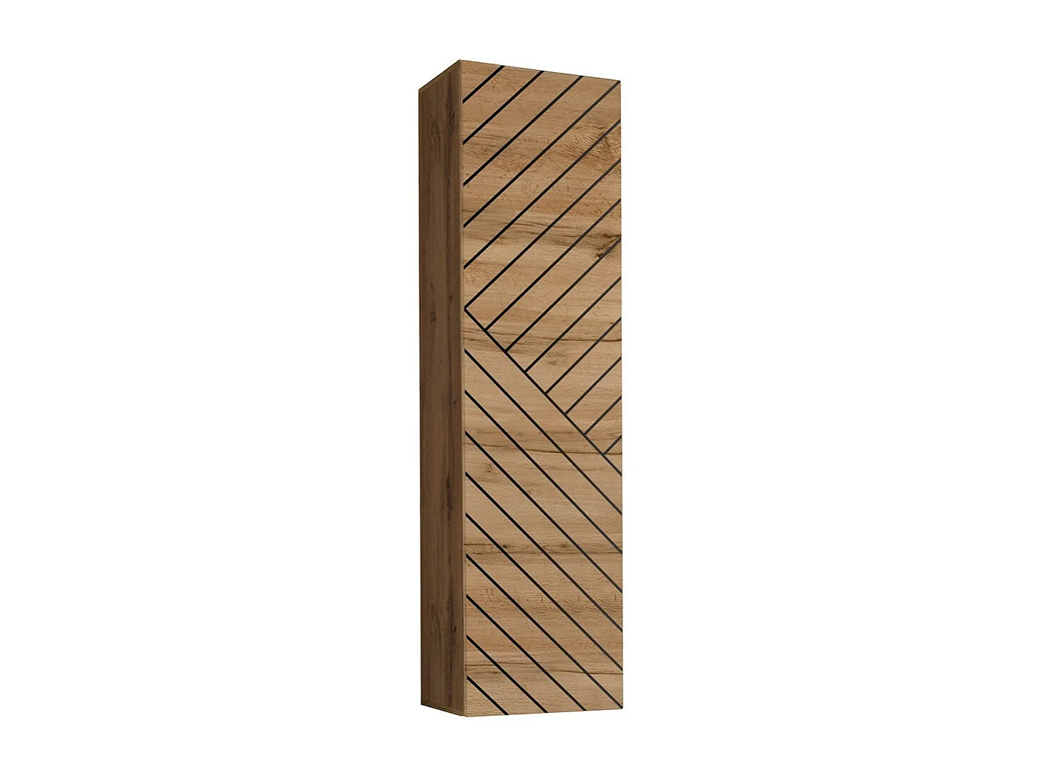 Conjunto de móveis para sala de estar SWITCH III design, cores carvalho e cinza. Acabamentos com efeito de carvalho fresado e brilhante.