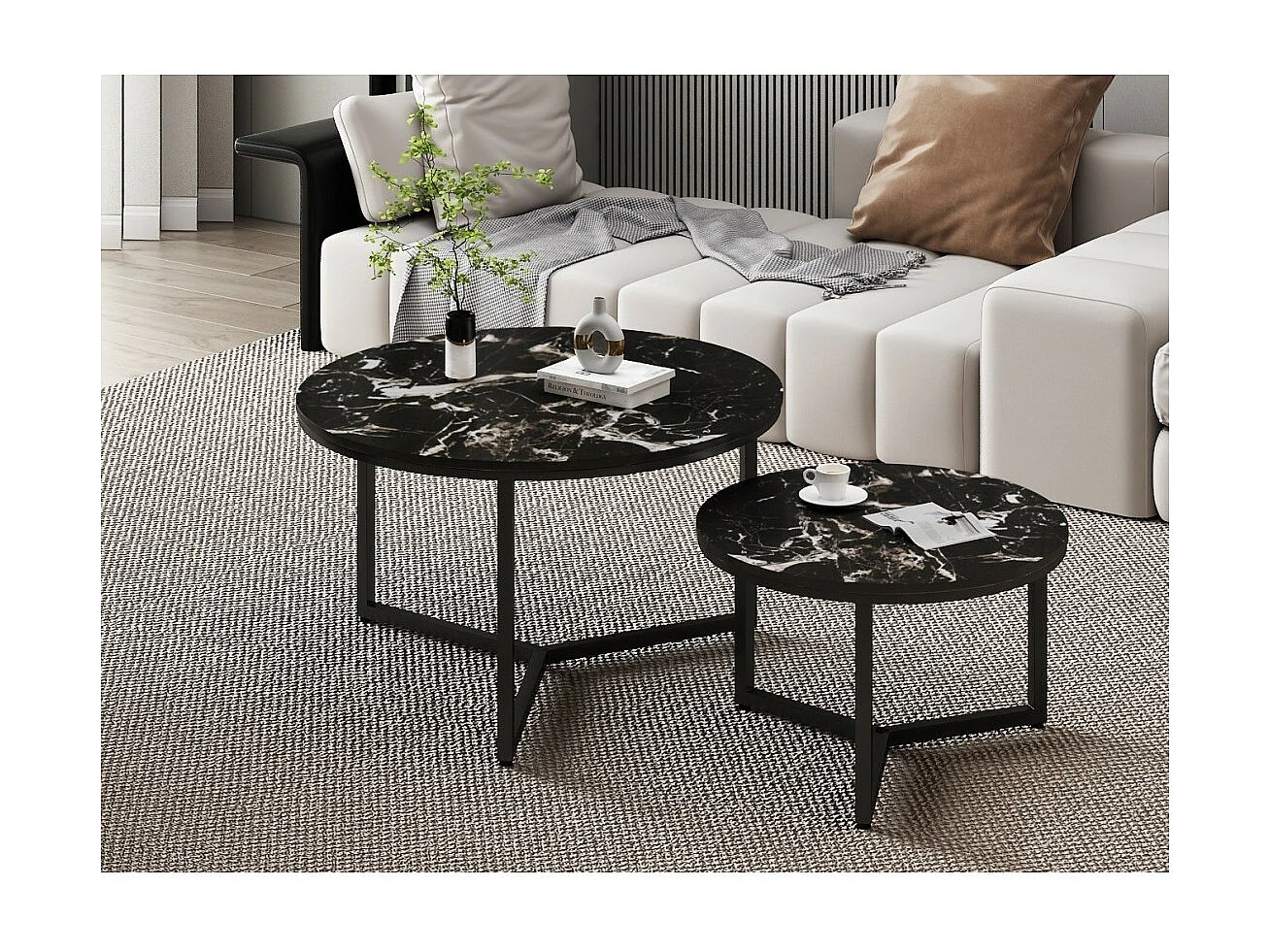 Salontafel collectie RAVENNO. Meubeltype CONTEMPORAIR. Zwart gemarmerd.