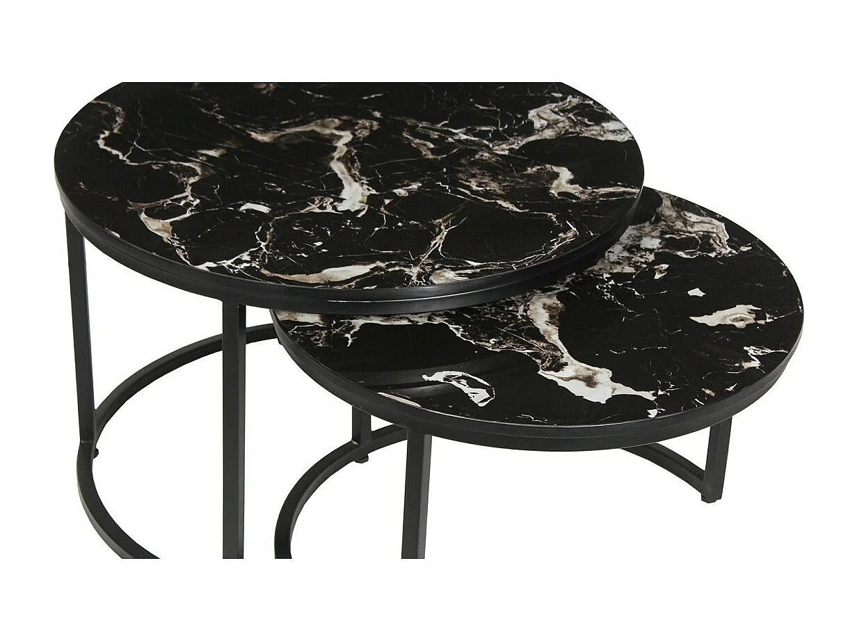 Table basse collection NAZARI. Meuble type CONTEMPORAIN. Pierre aspect marbre noir.