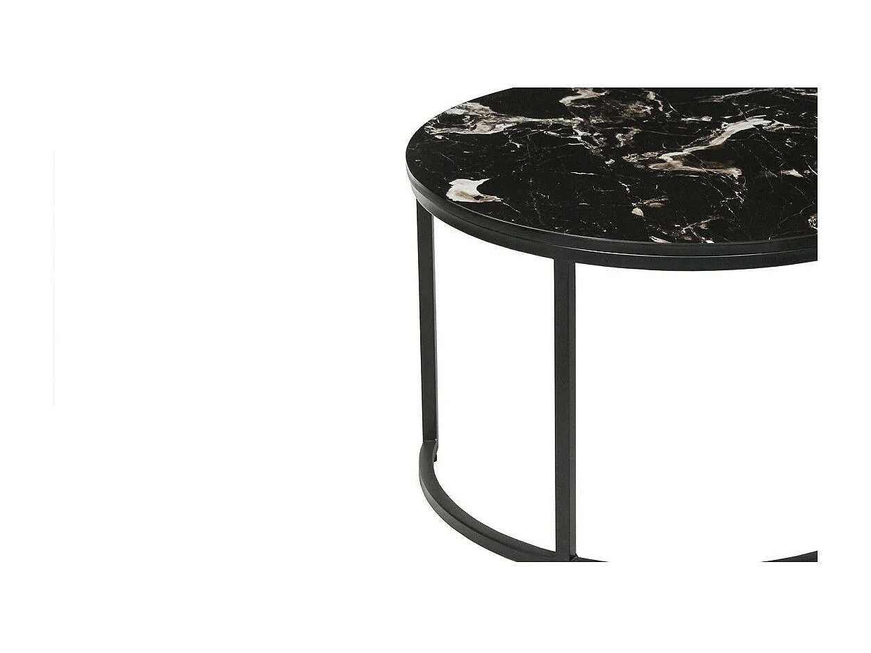 Table basse collection NAZARI. Meuble type CONTEMPORAIN. Pierre aspect marbre noir.