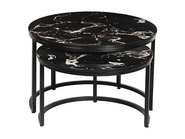 Table basse collection NAZARI. Meuble type CONTEMPORAIN. Pierre aspect marbre noir.