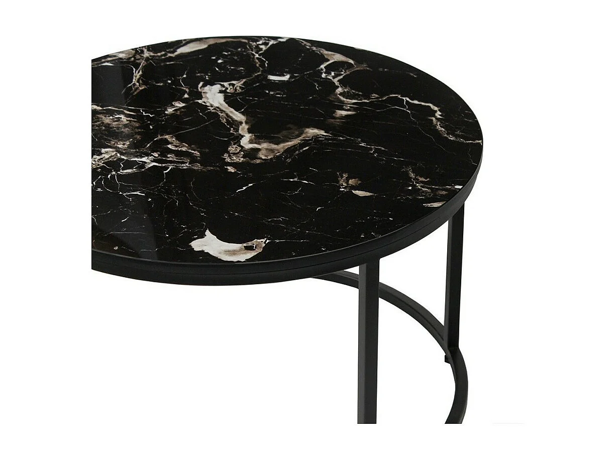 Table basse collection NAZARI. Meuble type CONTEMPORAIN. Pierre aspect marbre noir.
