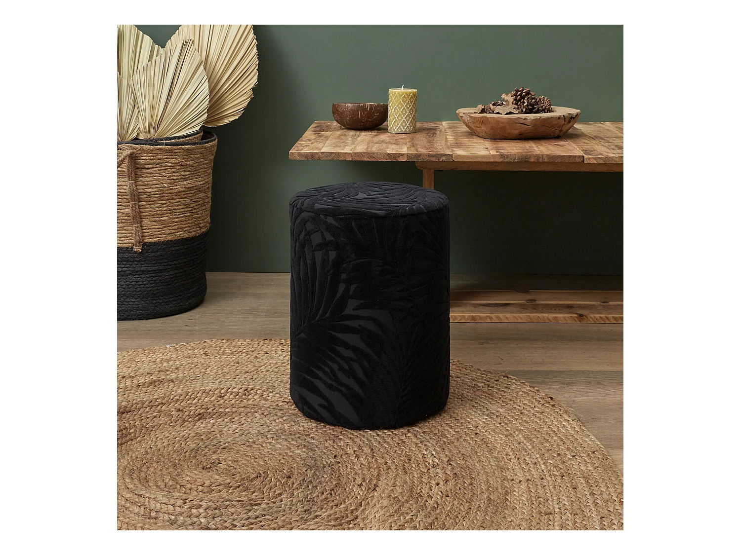 Pouf Design "Black Forest" 36cm Noir