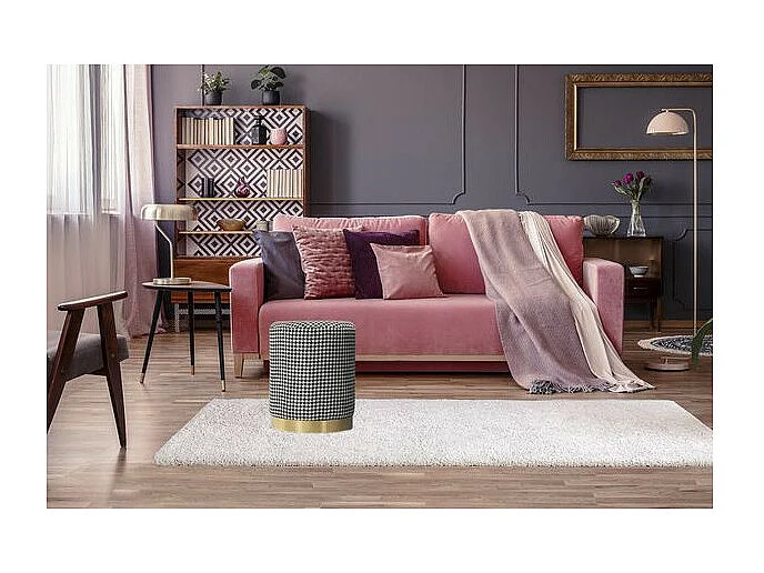 Pouf Rond Déco "Nona" 44cm Noir & Blanc