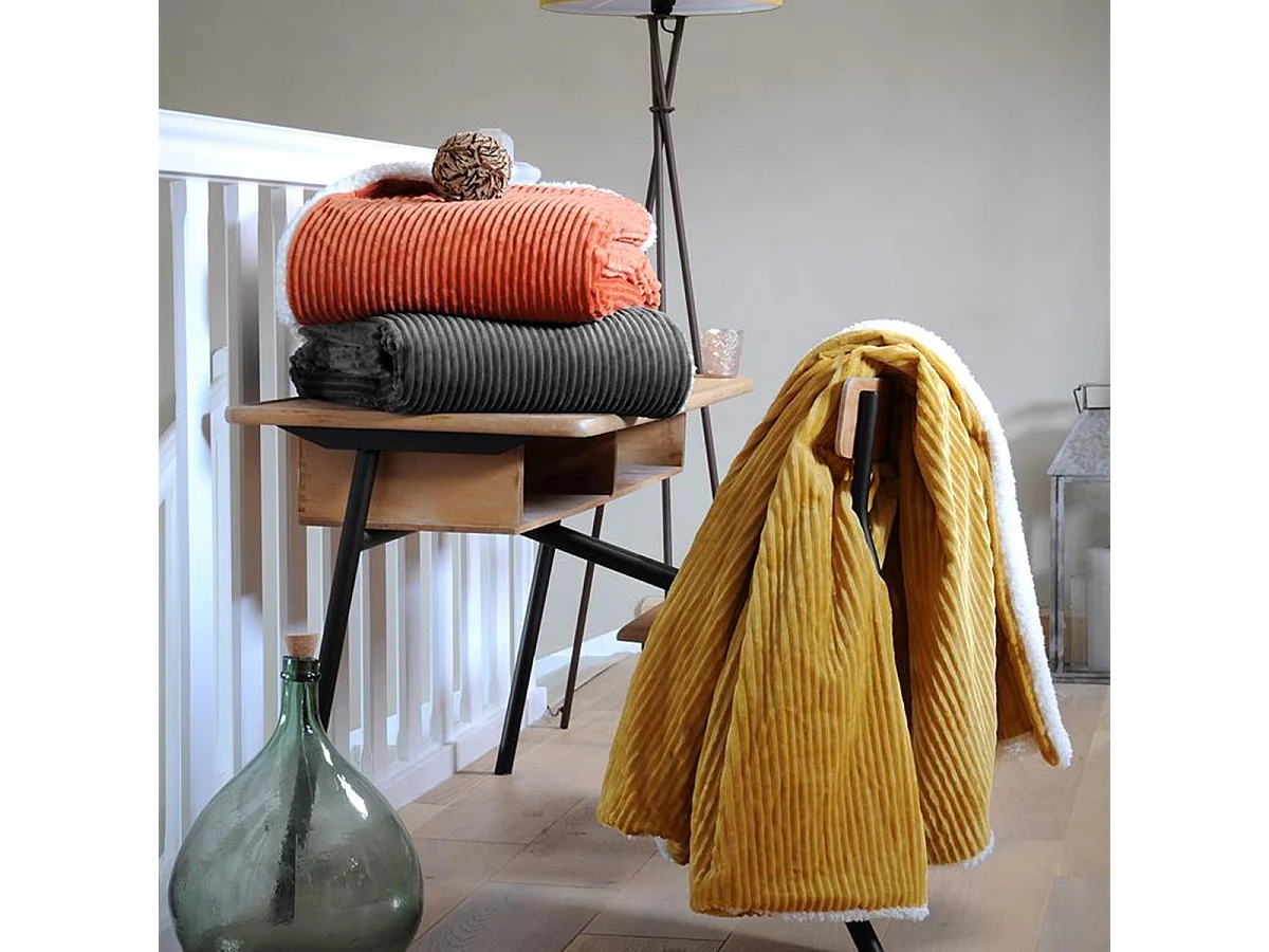 Plaid en polyester Ernest gris - 130 x 150 cm