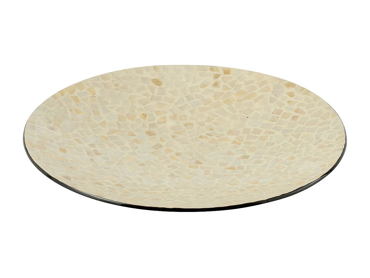 Plat Présentation Mosaïque "Nuye" 45cm Ivoire