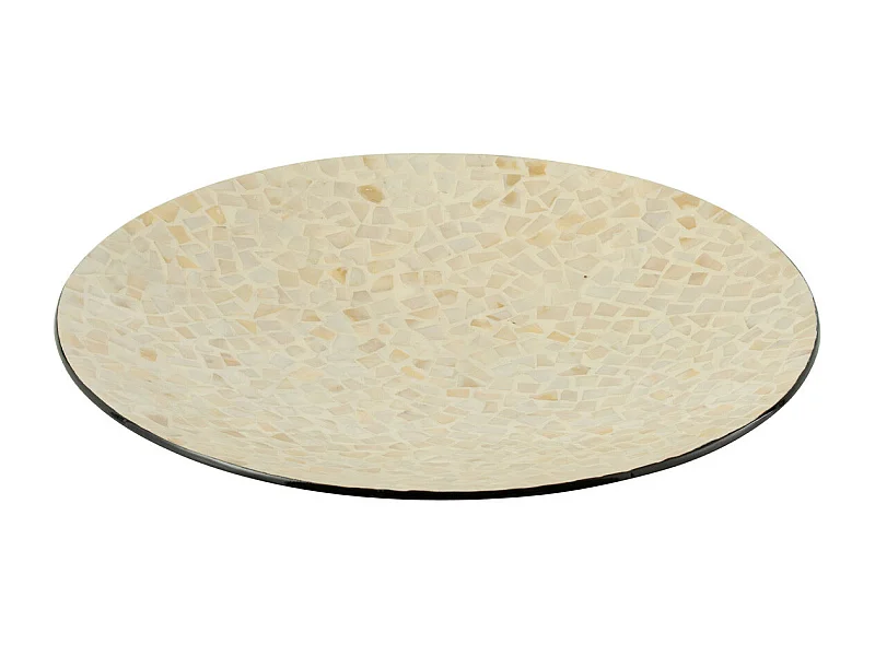 Plat Présentation Mosaïque "Nuye" 45cm Ivoire