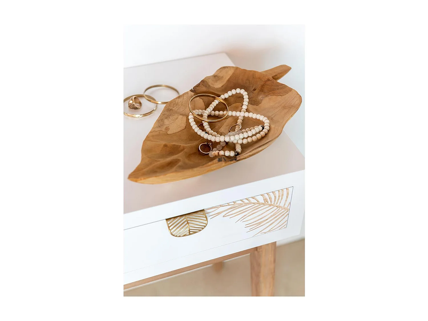 Coupelle Déco "Feuille Teck" 39cm Naturel