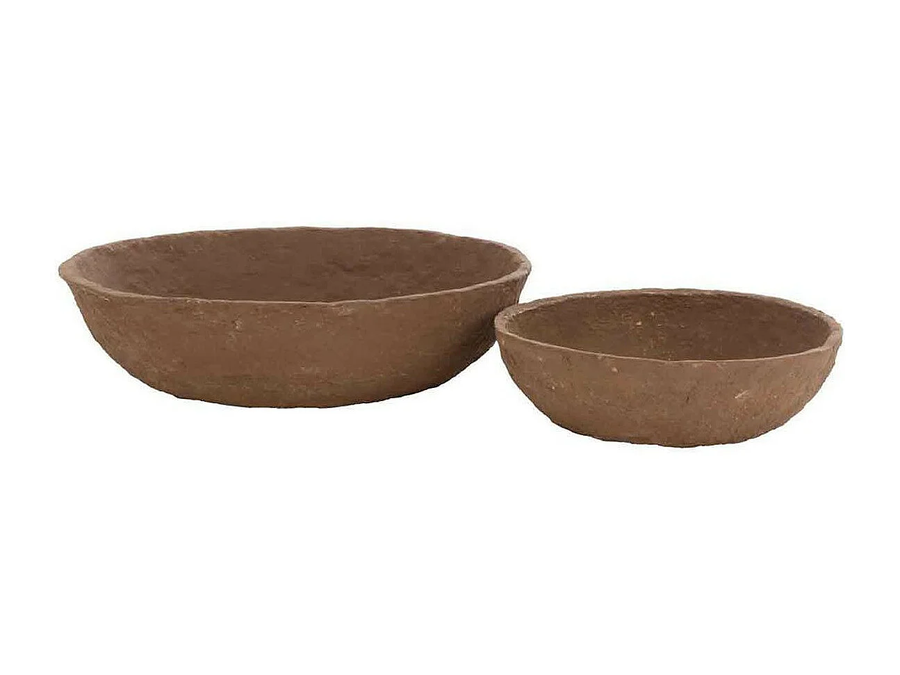 Lot de 2 Coupelles Déco "Papier Mâché" 58cm Marron