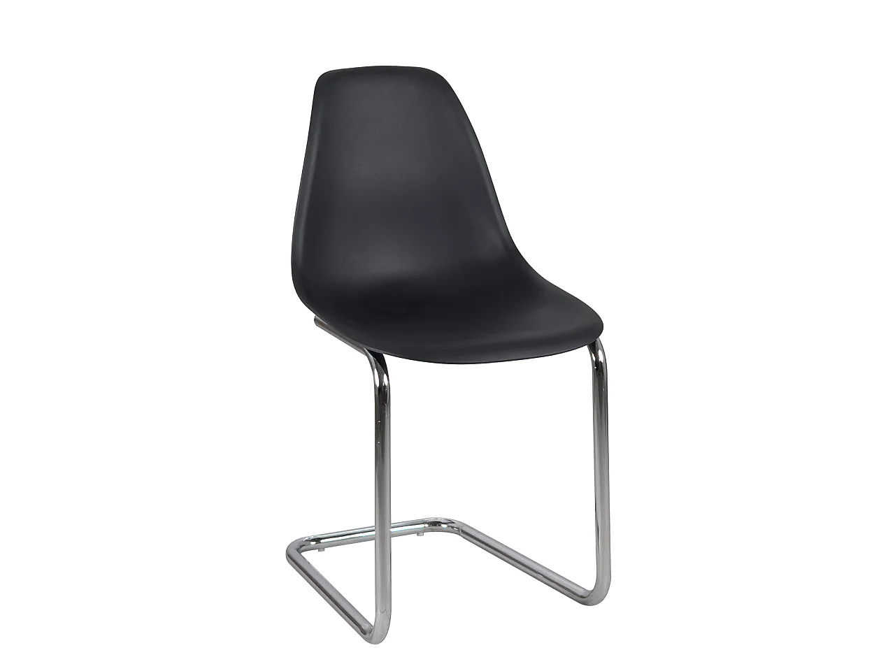 Lot 2 chaises visiteur design rétro vintage siège plastique souple pied chrome MEO (noir)