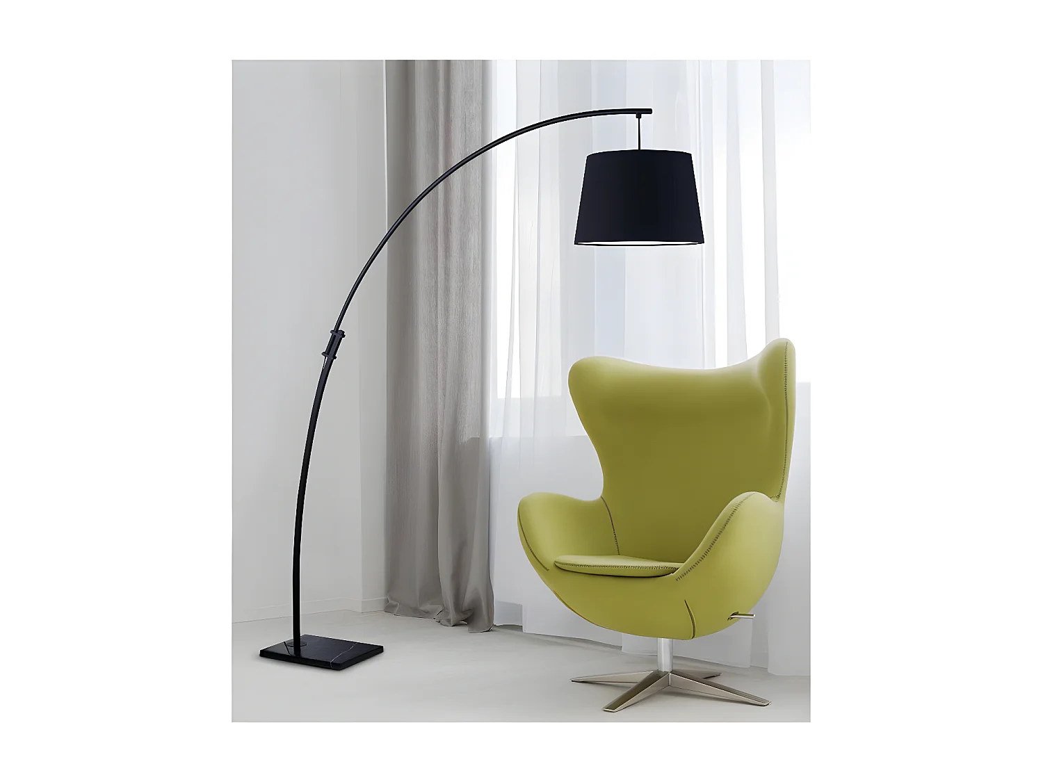 Lampadaire Arc Design "Missoula" 188cm Noir